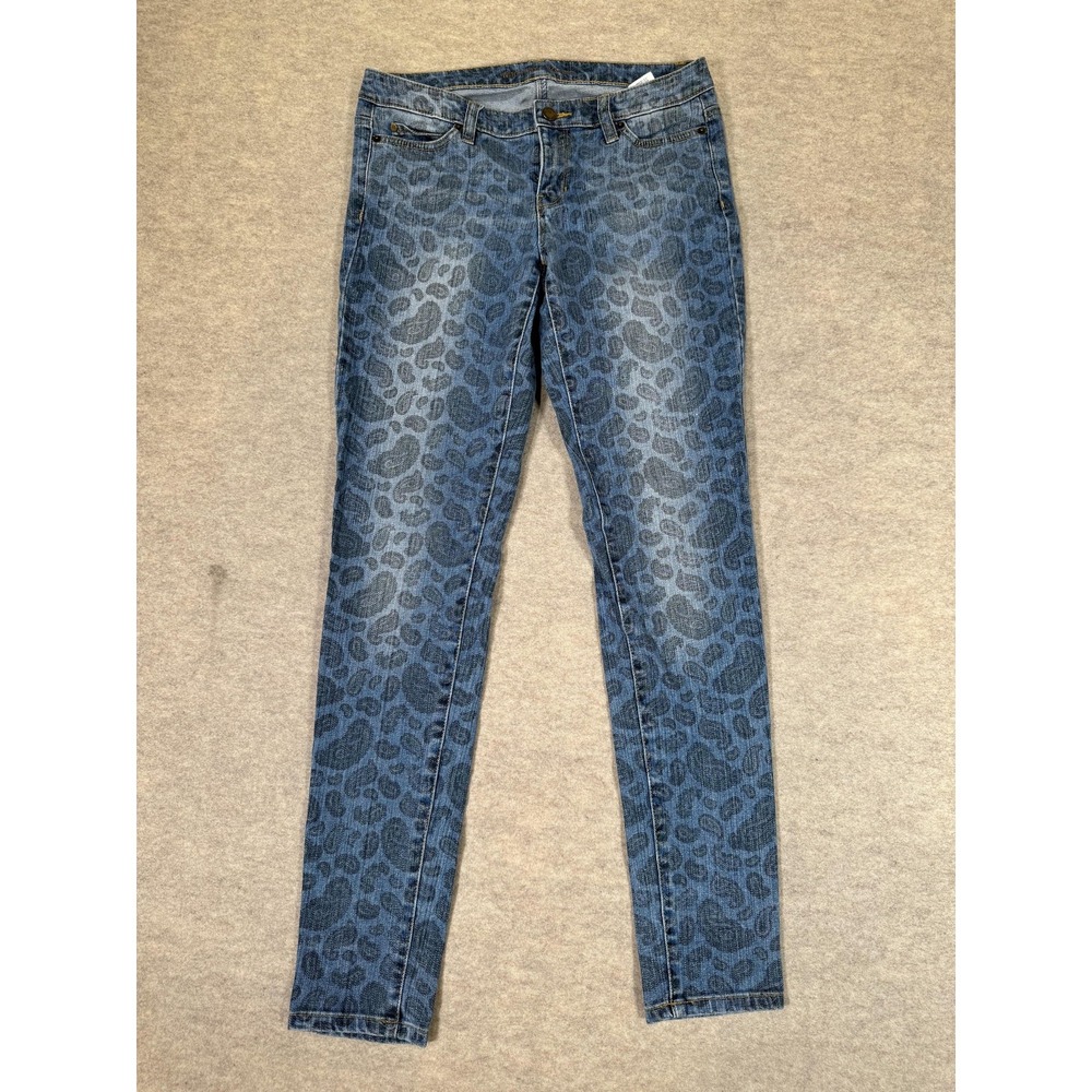 Michael Kors Jeans Womens 4 Medium Wash Leopard Mid Rise Skinny Stretch Denim